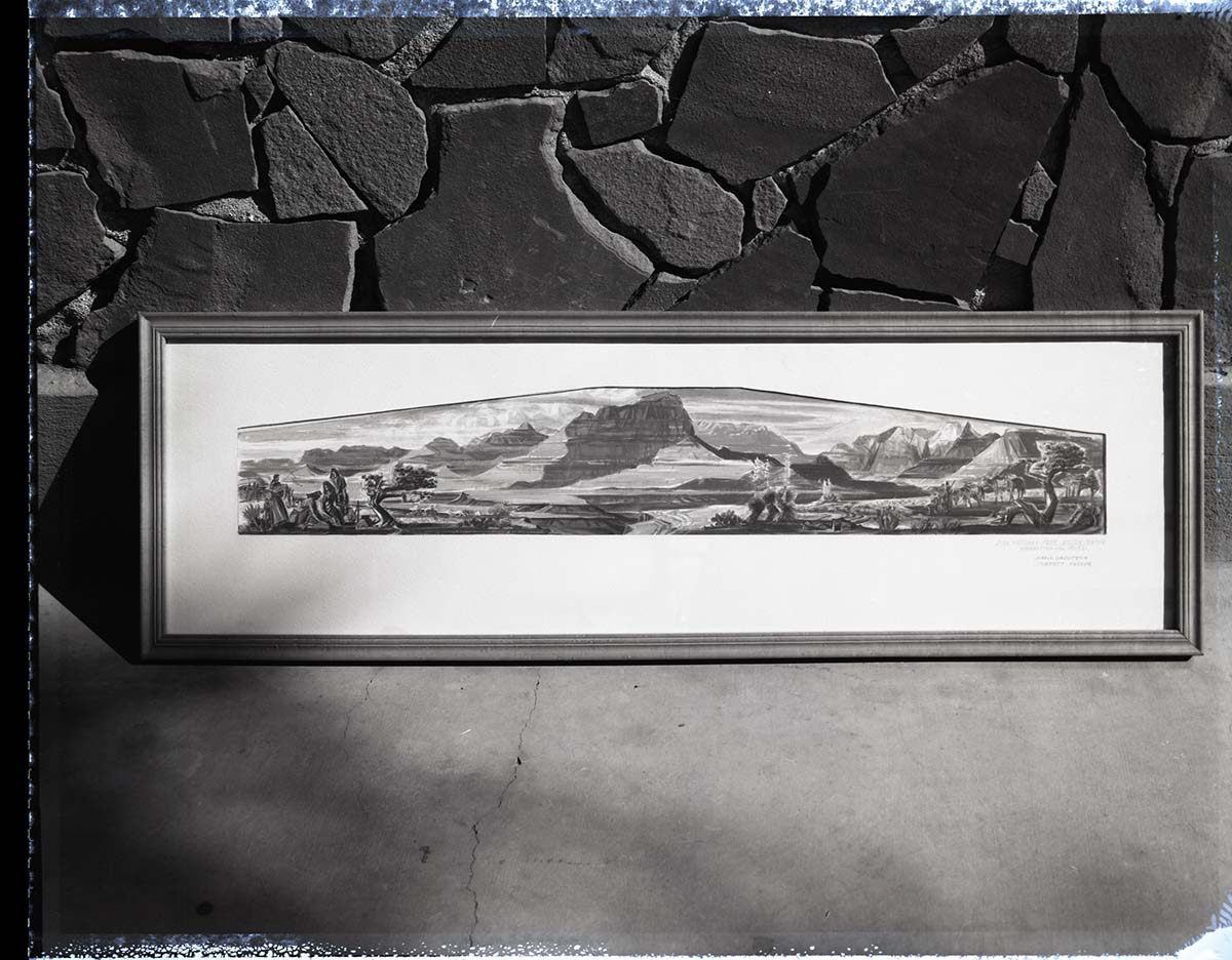 Copy of mural proposed for Zion Visitor Center lobby by Gael Lindstrom (1958).