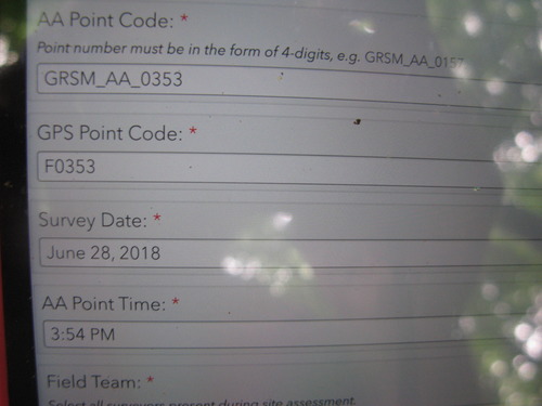 GRSM Accuracy Assessment. Plot Code: GRSM_AA_0353_1