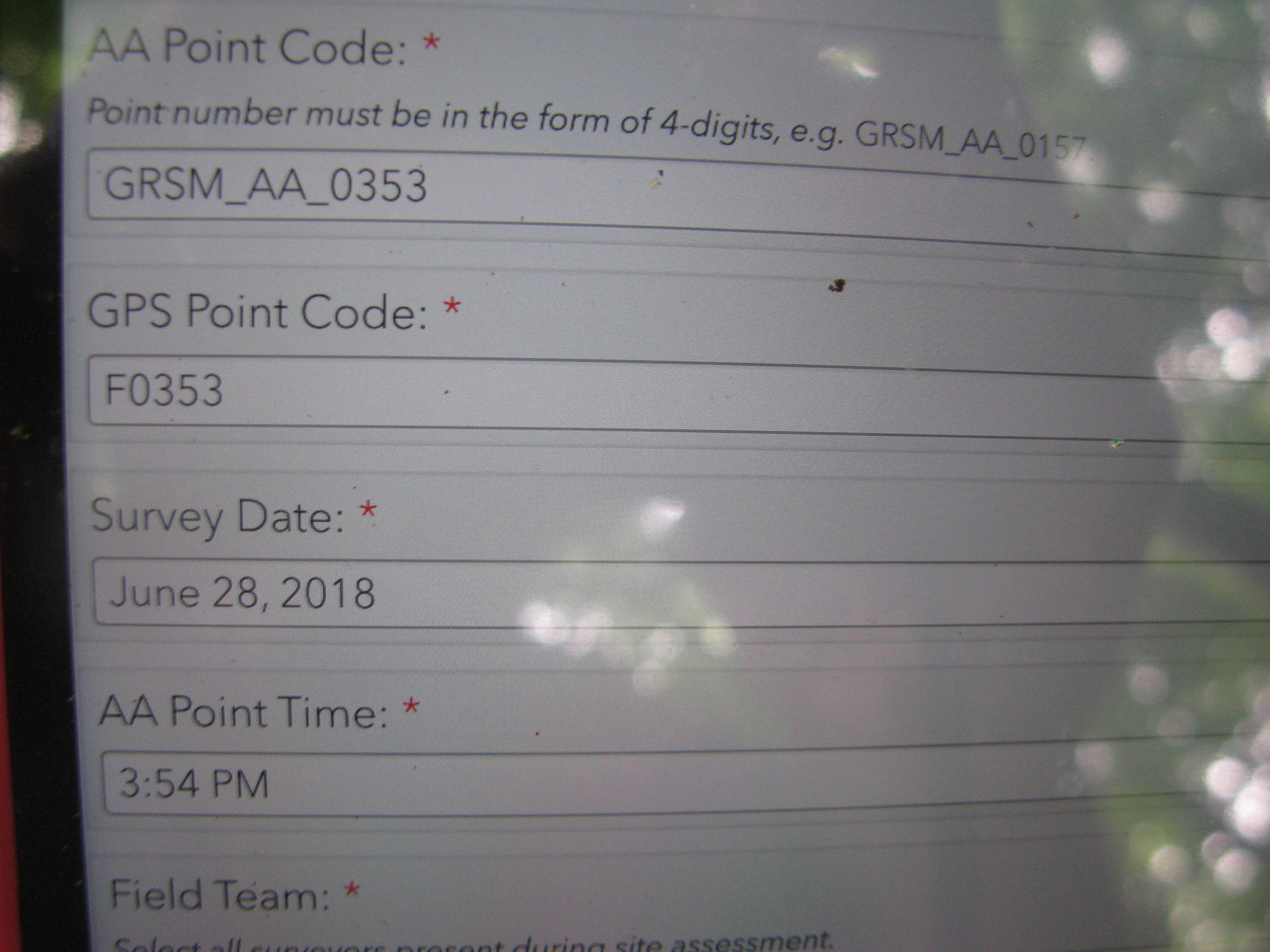 GRSM Accuracy Assessment. Plot Code: GRSM_AA_0353_1