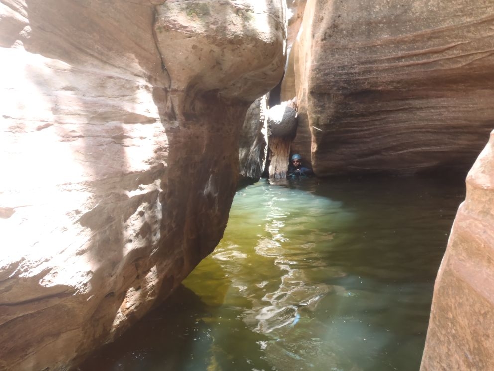Tight squeeze at choke stone