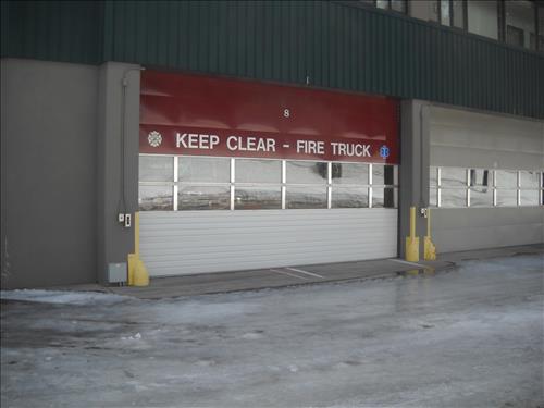 Overhead door photos at Building #14, CRLA for replacement project documentation