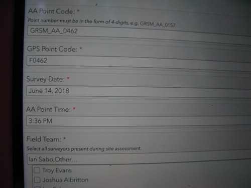 GRSM Accuracy Assessment. Plot Code: GRSM_AA_0462_1