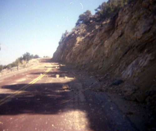 Color Photos of rock slides in Kolob Canyon.