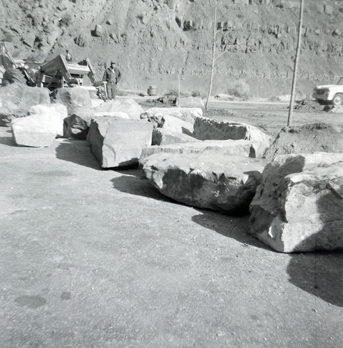Large boulders used during the construction/maintenance of the Great White Throne parking area.