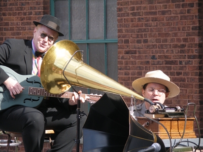 Sean Condron records on a wax cylinder phonograph just as Thomas Edison would have over 100 years ago.