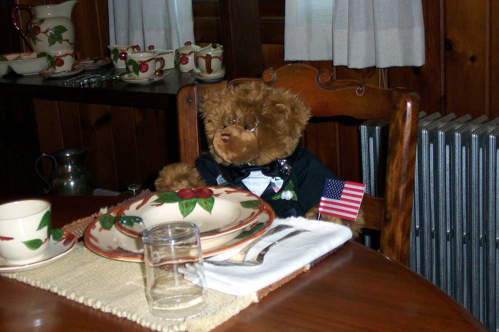 Nat at the Dining Room table at Eleanor Roosevelt's house.