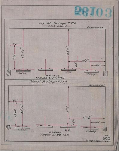 56103.LB--clearance sketches--Structures less than 8 feet from center line of track or less than 22 feet above top of rail [Group 14]