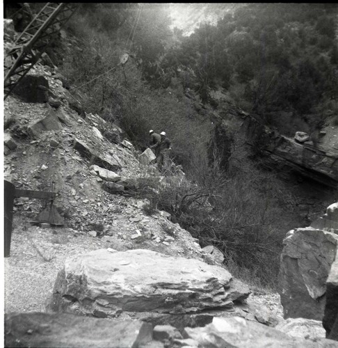BW photos of rock slides in Kolob Canyons - 2x2.