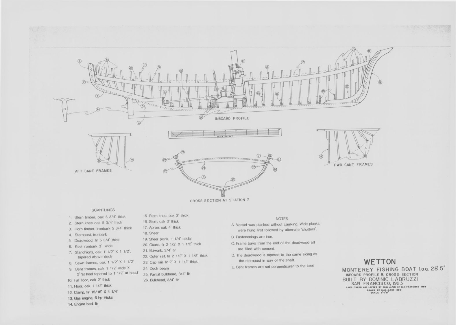 Monterey fishing boat : plans package : includes 3 original drawings.