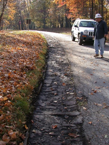 Historic road gutters after cleaning debris. This project is part of several ongoing construction and rehabilitation projects in the park.