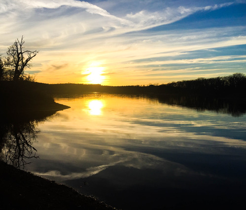 Sunset over lake