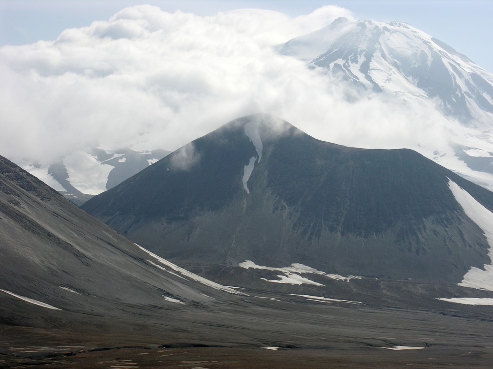 Katmai Pass has historically been a easier route through the Alaska Range from the Pacific Ocean out to the Bering Sea. After the great eruption of 1912, this route has become very difficult to hike due to soft ash and shifting river channels.