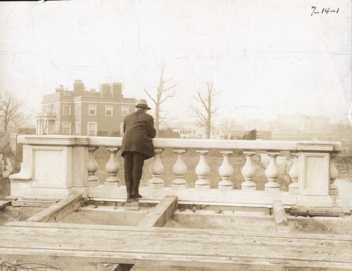 A man gazes out over 16th Street during the park's construction.