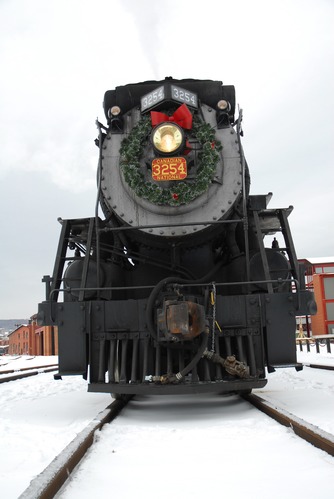 Canadian National #3254 poses in the Steamtown NHS railyard prior to transporting excursion riders aboard the "Holiday Express."