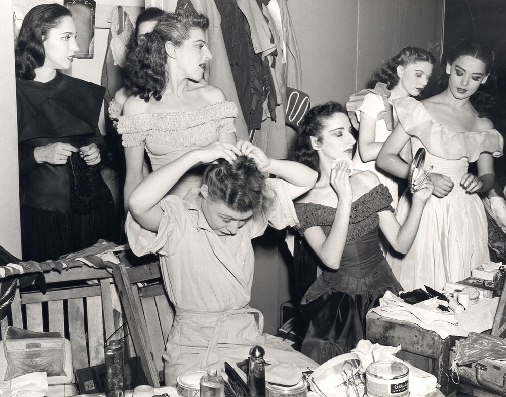Backstage during an evening performance at Meridian Hill Park.