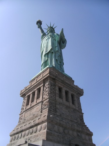 Springtime at the colossal Statue of Liberty