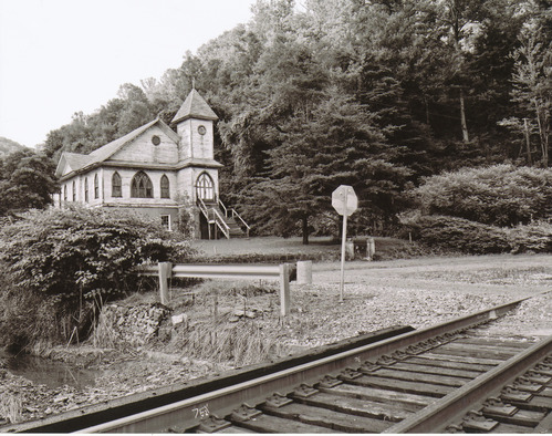 black and white photo of old church