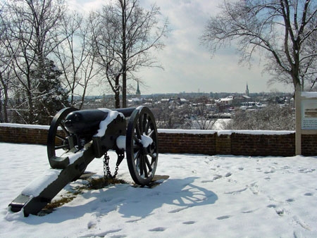 Cannon at Chatham in the snow