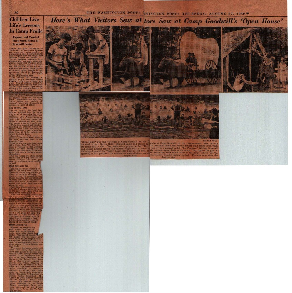 An article on the open house held at Camp Goodwill, 1939