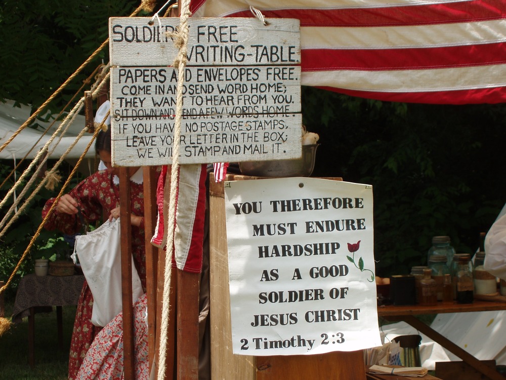 Under the shelter of the United States Christian Commission, visitors could begin to understand the role of this organization at Fredericksburg