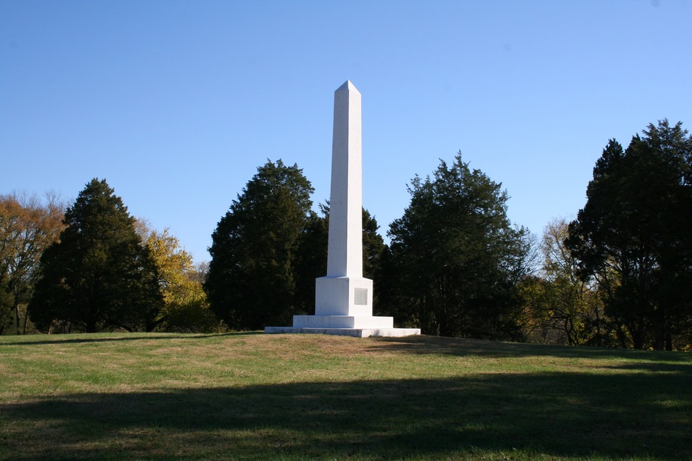 Image depicts the Artillery Monument. This monument was built by the Nashville, Chattanooga and St. Louis Railroad in 1906 to commemorate the fighting here on January 2, 1863.