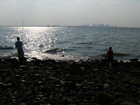Park visitors are encouraged to try their hand at fishing in the cold harbor waters.