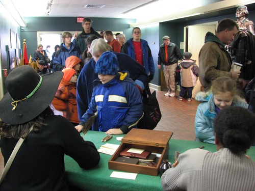 The kids register for the Join the Continental Army Program.