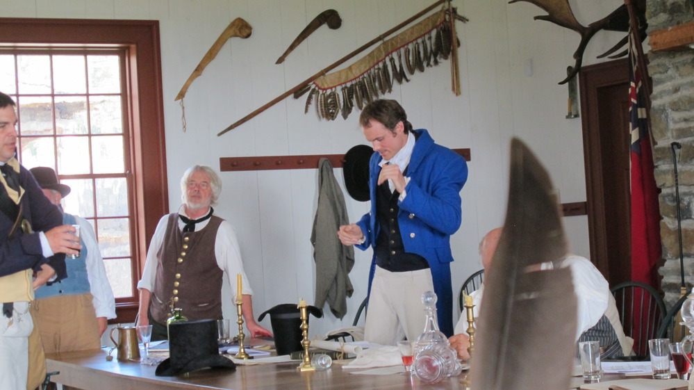 Four standing partners getting ready to depart.