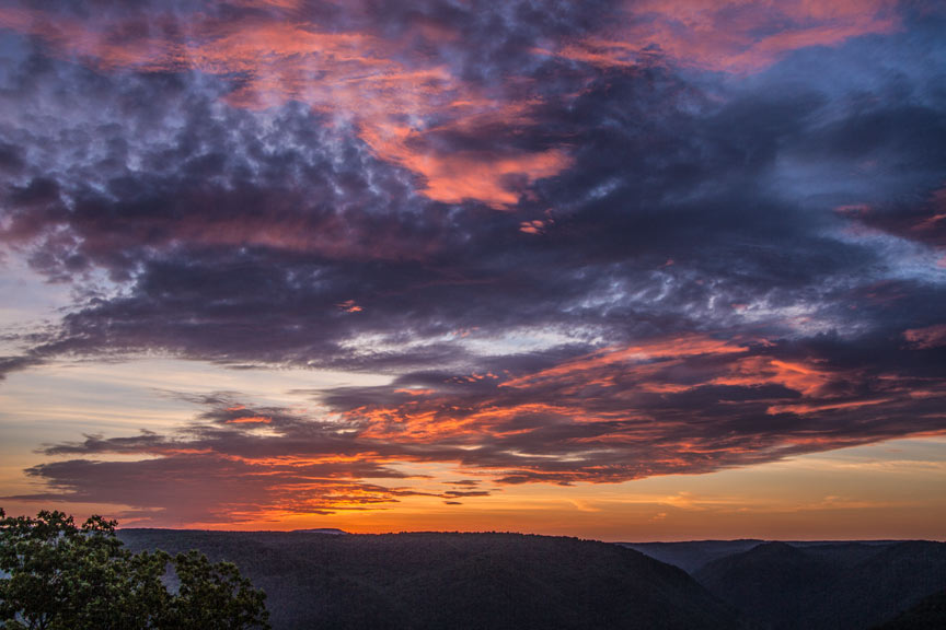 red and orange skies over the gorge