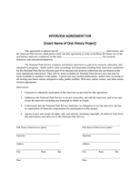 Interview Agreement Form for NPS Oral History Projects. PDF with form fields, 2 pages.