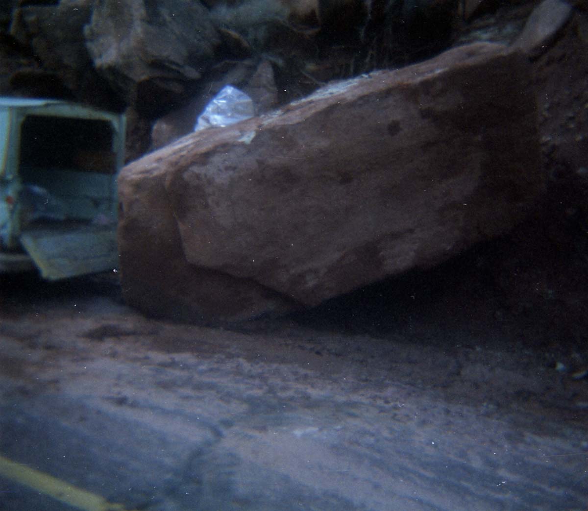Color Photo of a rock slide along State Route 9 (SR-9).