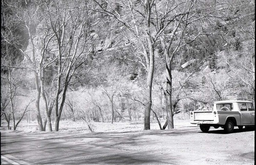 BW photos of visitors using Grotto Picnic Area.