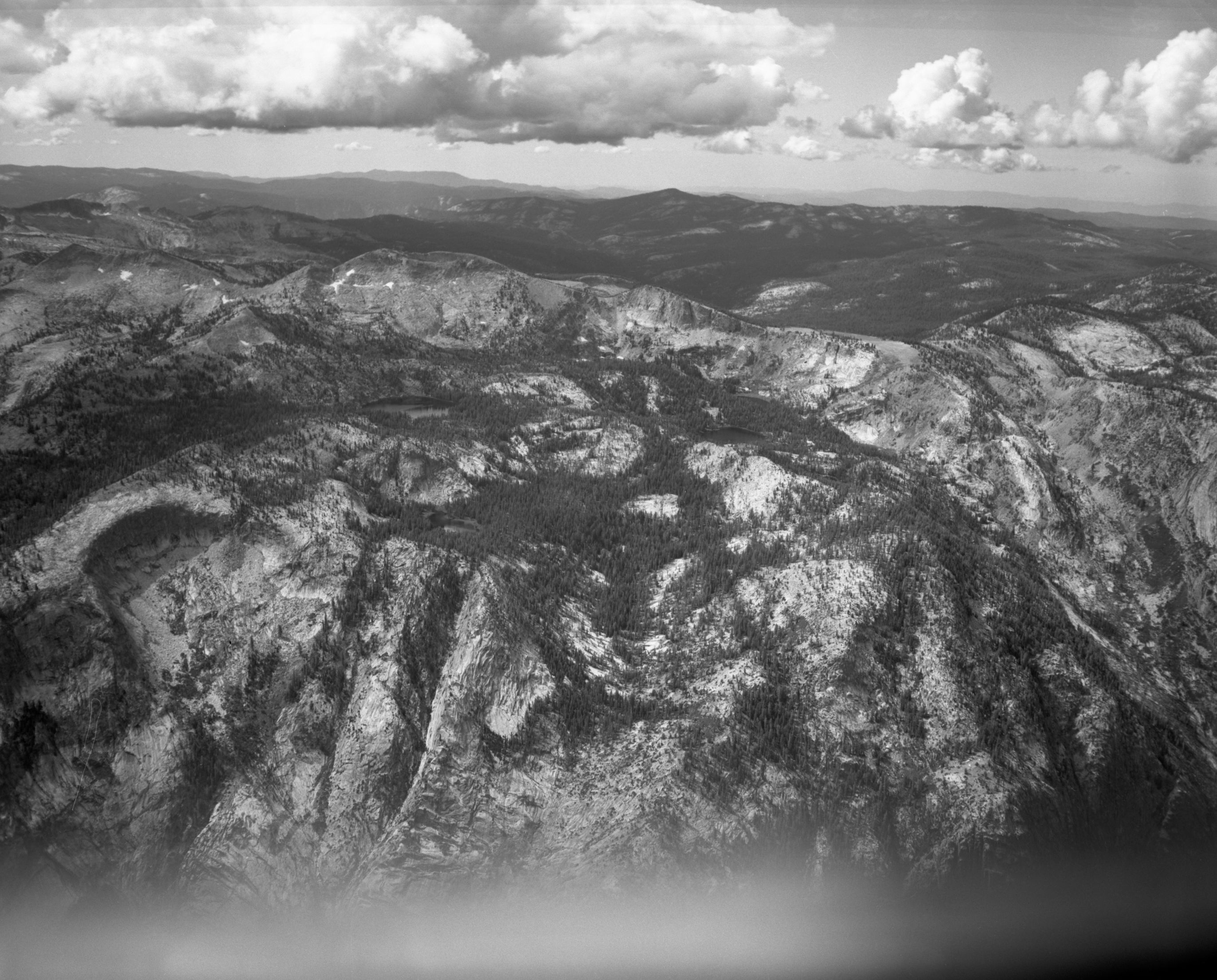 Aerial photograph of flight over park.