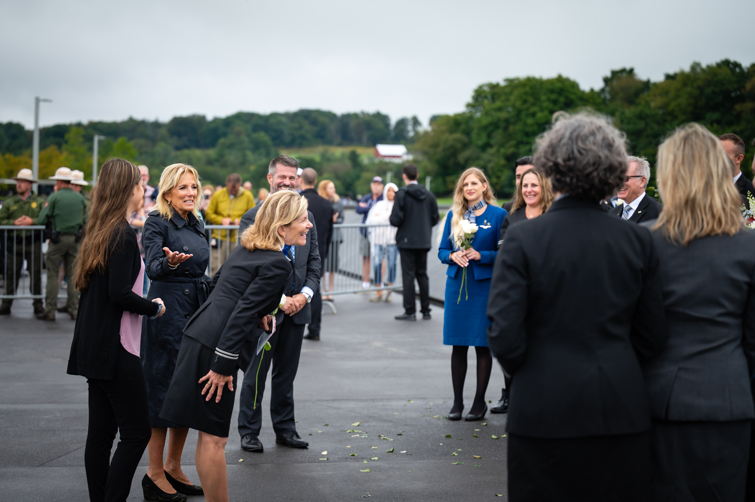 First Lady of the United States greeting a group of Flight Attendants.
