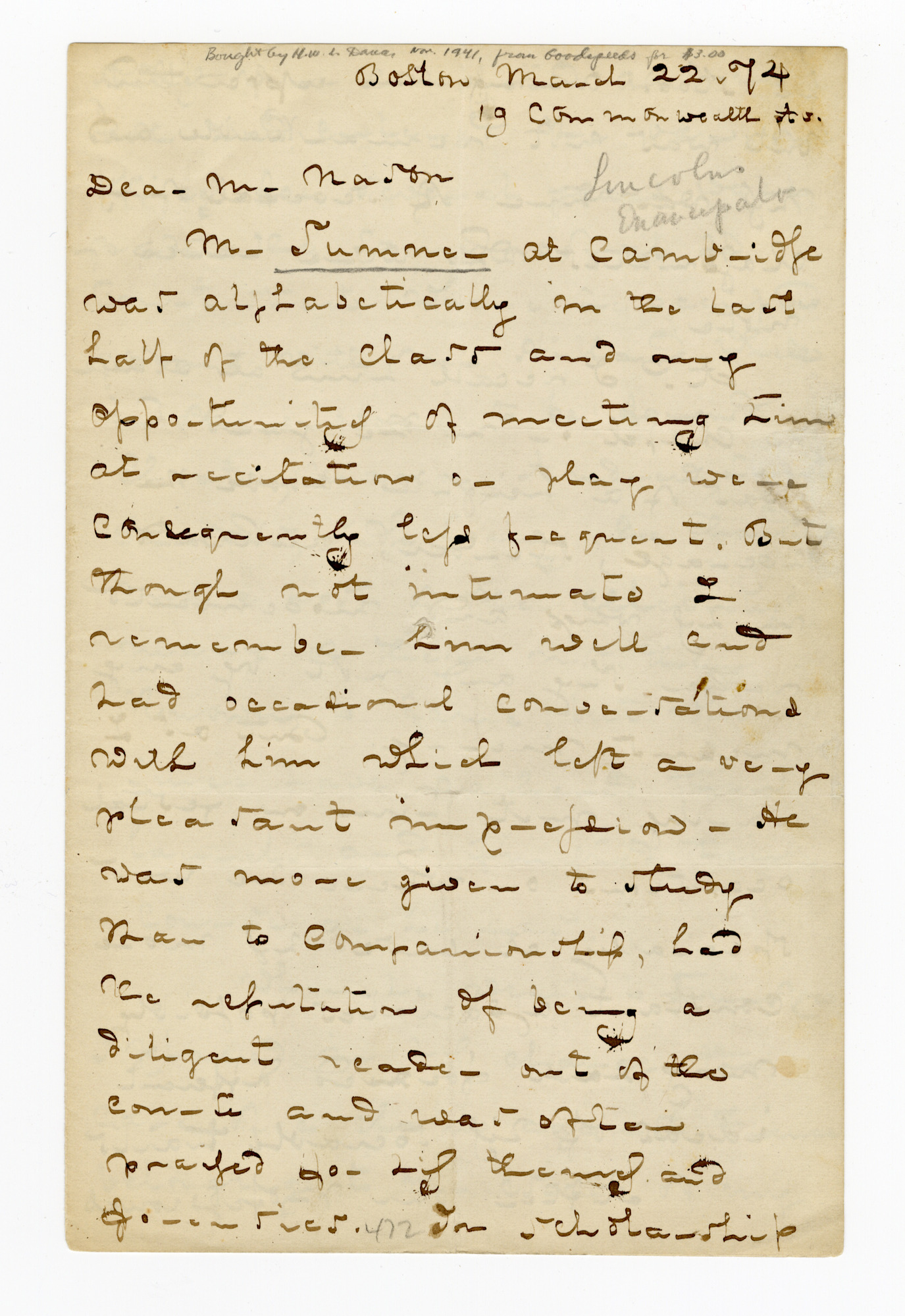 Manuscript letter
