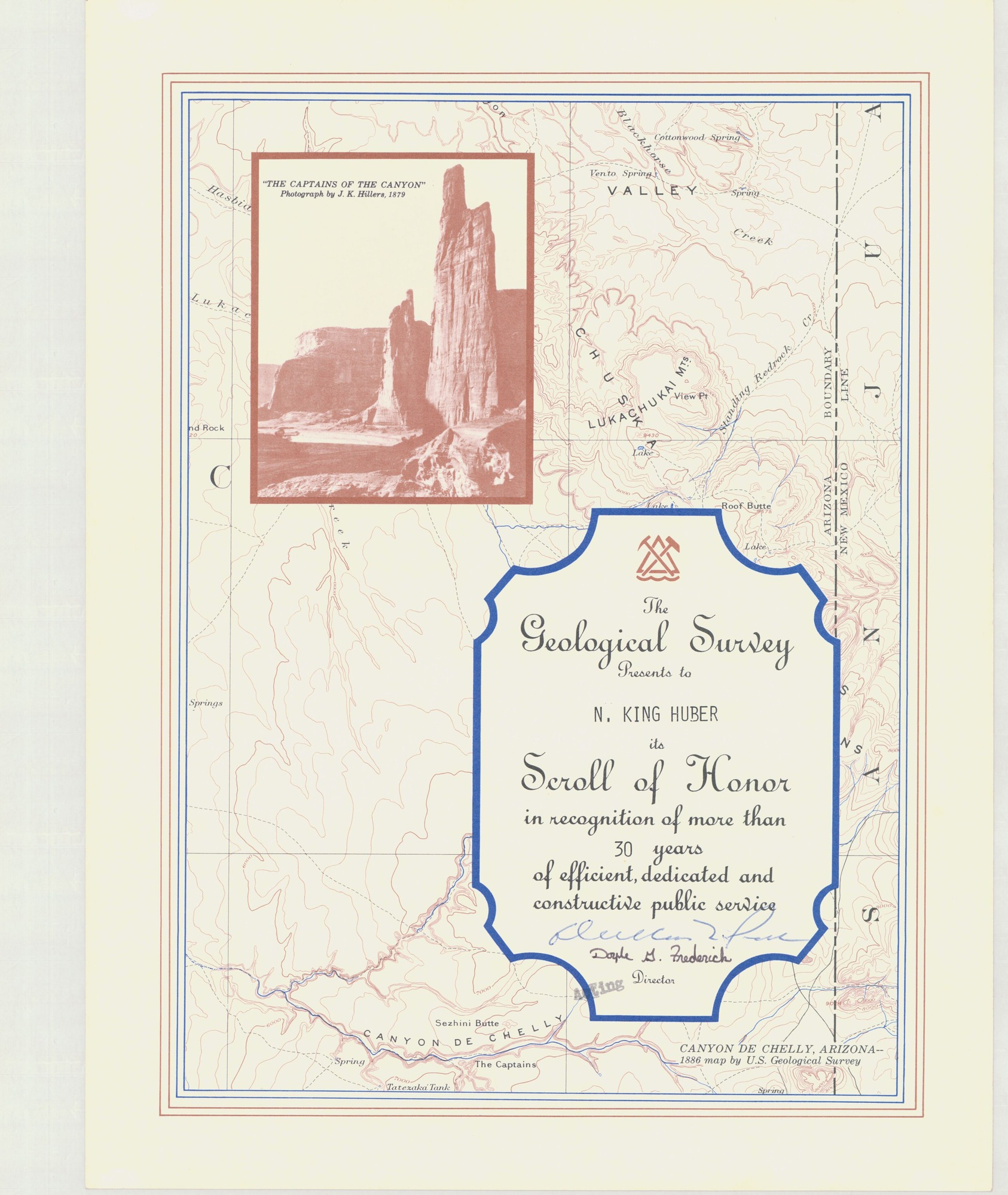 Geological Survey 30-Year Scroll of Honor to N. King Huber