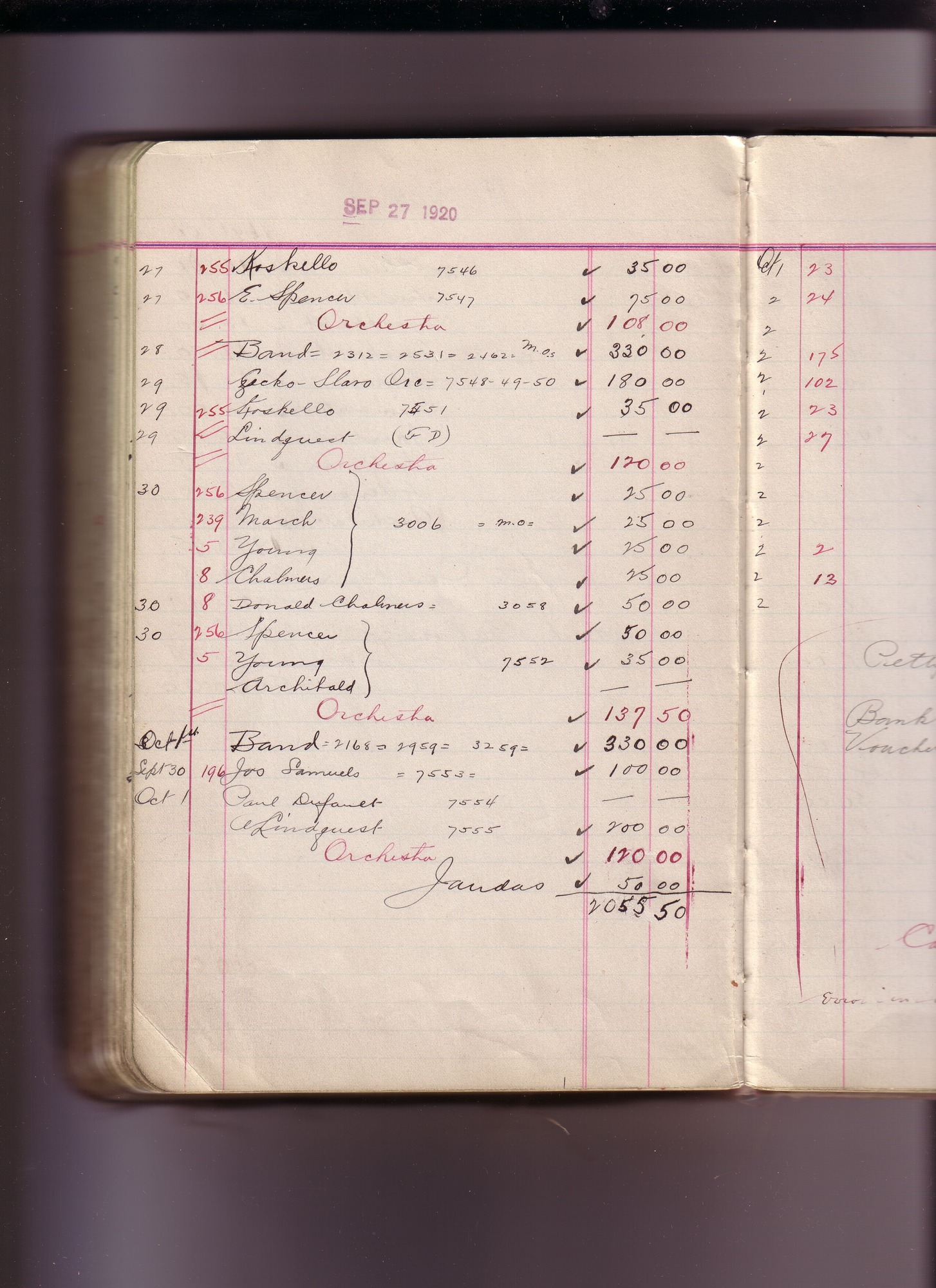 Thomas Edison's New York City Recording Studio Cash Book 16 (of 21), Image 276 (of 305).