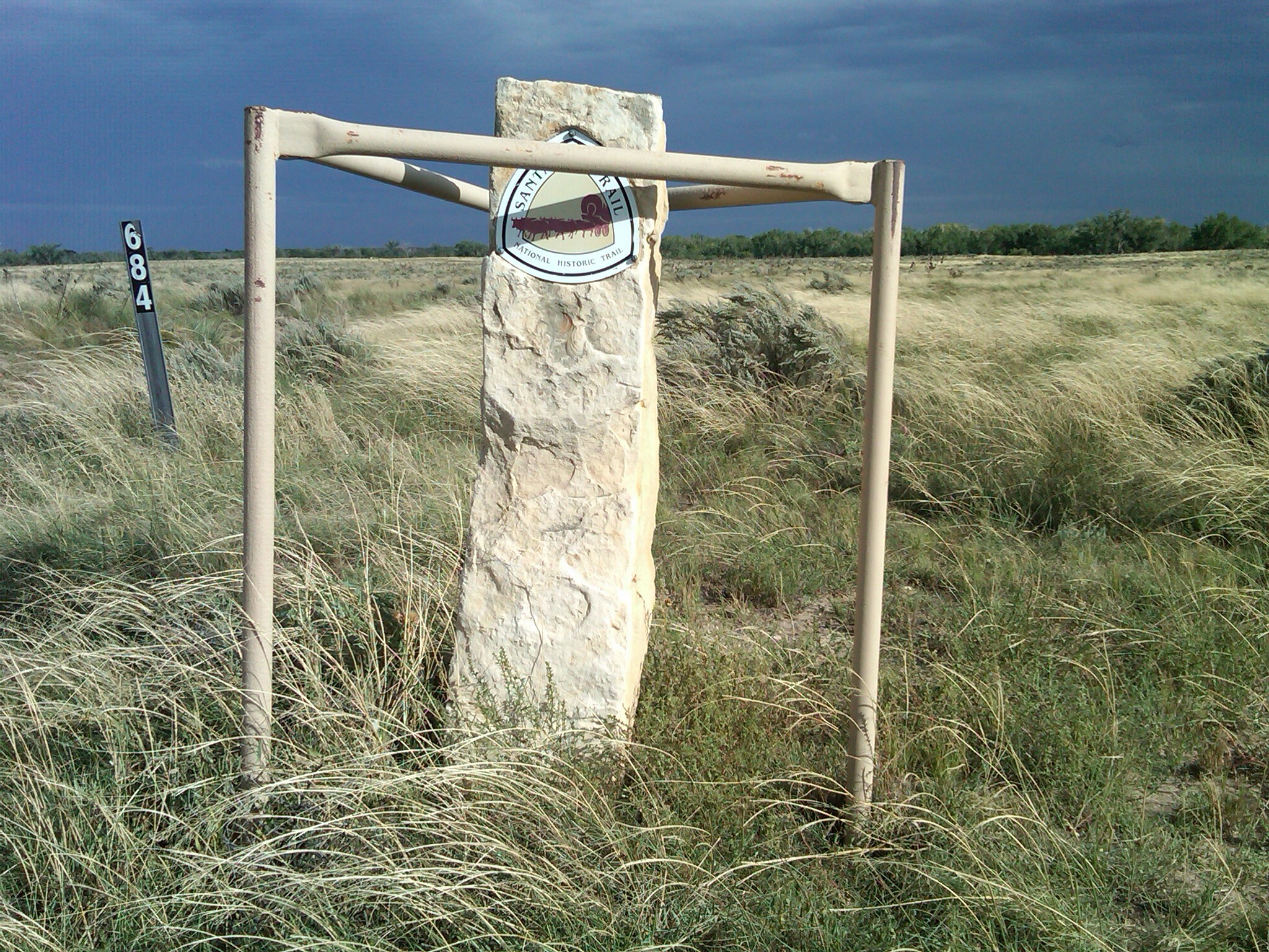 Santa Fe Trail stone marker # 684  at Cimarron National Grassland