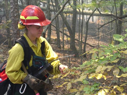 Firefighter at Kings Mountain National Military Park during Brushyridge Prescribed Burn, June 2003