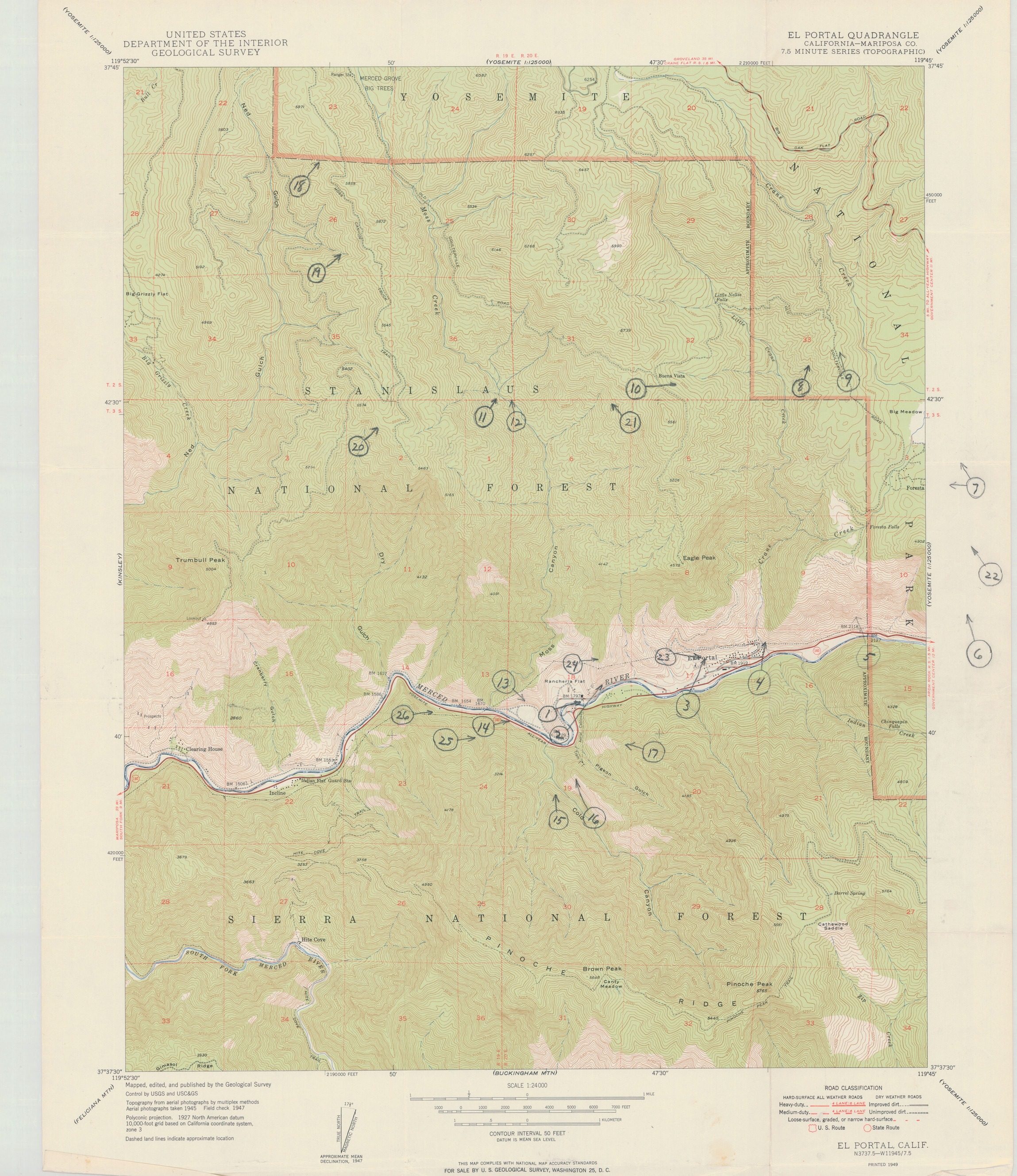 El Portal Quadrangle Road Classification