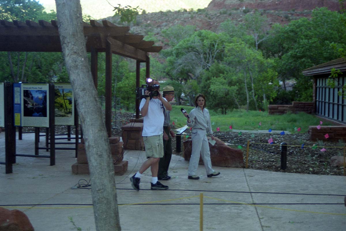 Color Photos of the official launch of the Zion shuttle system- same day as the new visitor center opening.