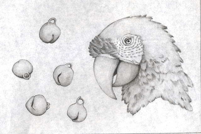 Head of a Macaw and copper bells