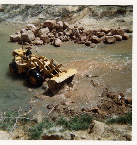Color photos of channel clearing and bank stabilization along the Virgin River near Birch Creek.
