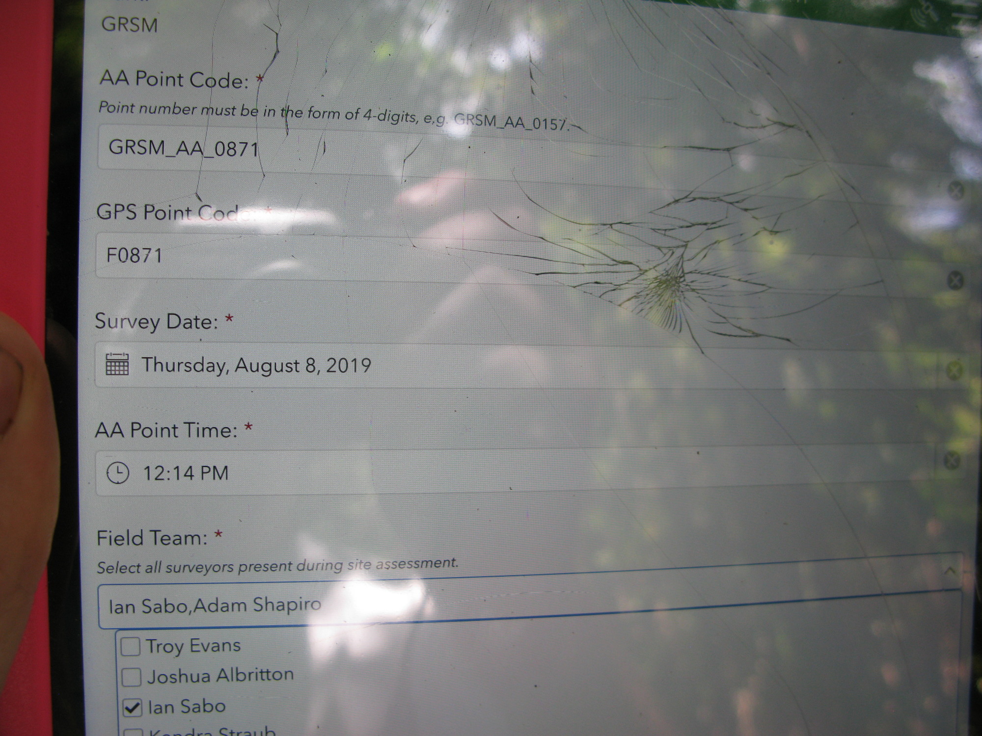 GRSM Accuracy Assessment. Plot Code: GRSM_AA_0871_1
