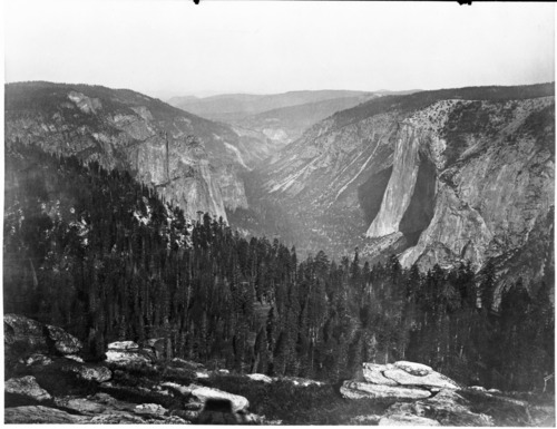 Copy Neg: Mike Floyd, 1993. Merced Canyon looking west from the vicinity of Taft Point and the Fissures. Original on 18 x 22 glass plate.