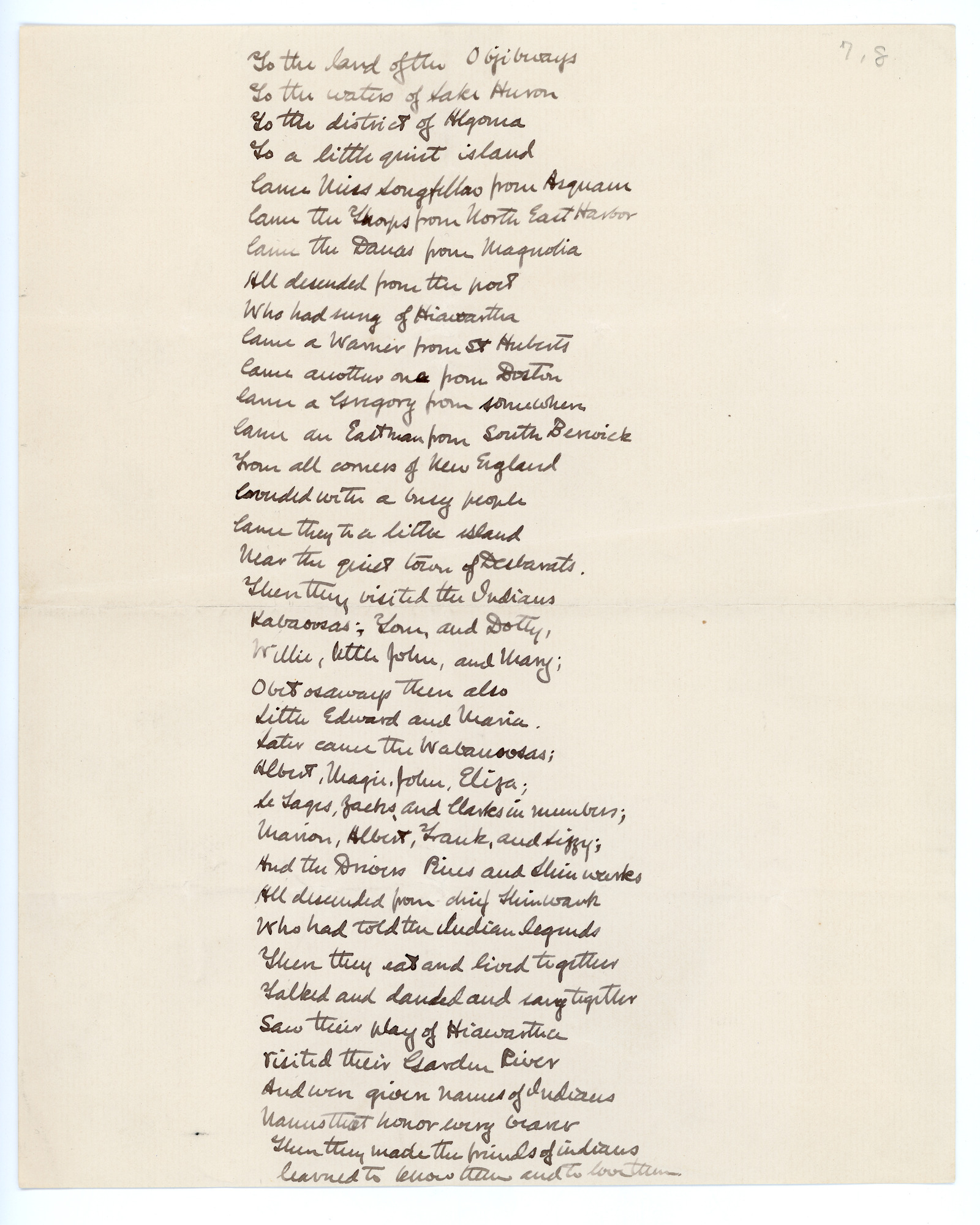 Manuscript draft of poem