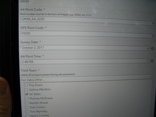 GRSM Accuracy Assessment. Plot Code: GRSM_AA_0220_1