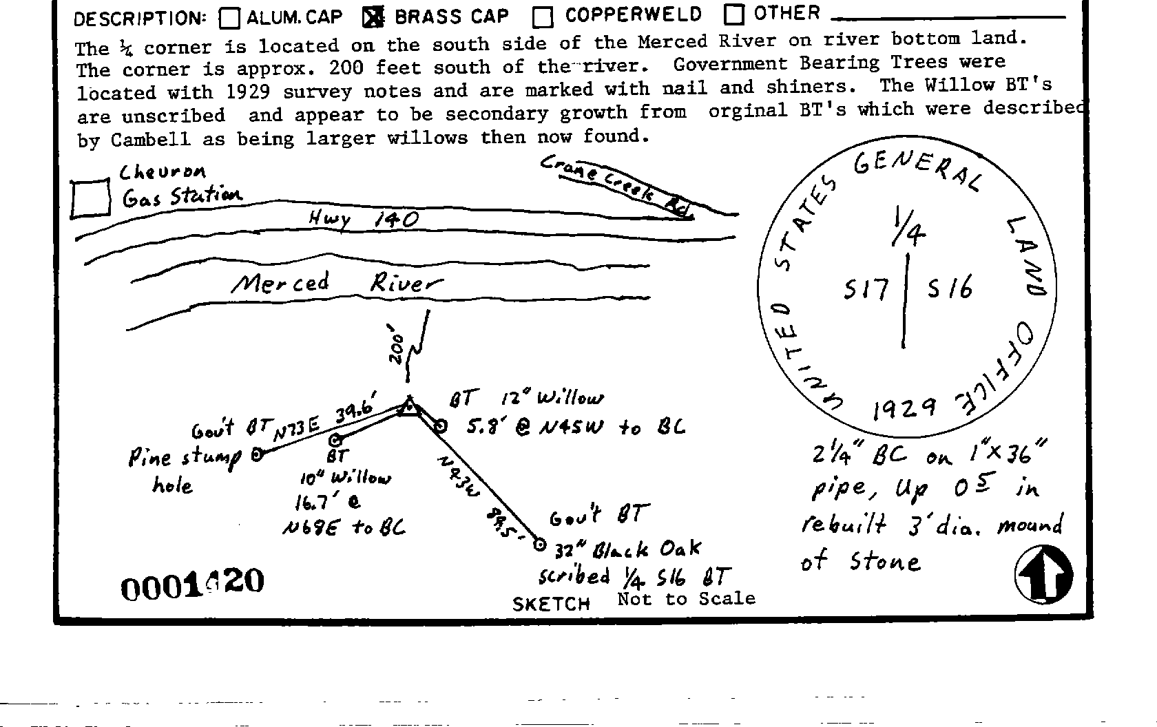 00001420 Survey Monumentation Sketch