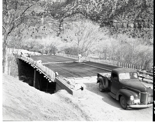 Oak Creek Bridge Construction showing rebar in place.