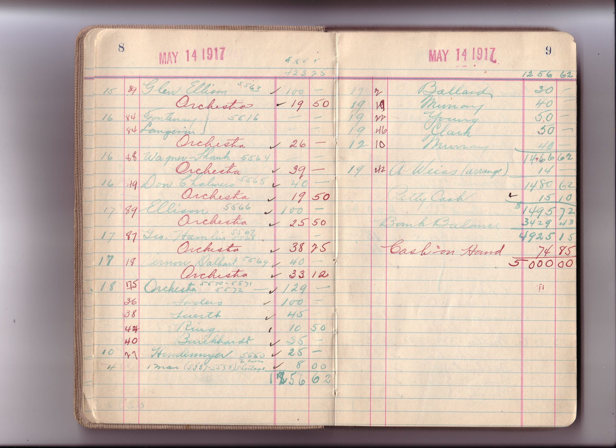 Thomas Edison's New York City Recording Studio Cash Book 15 (of 21), Image 07 (of 73).